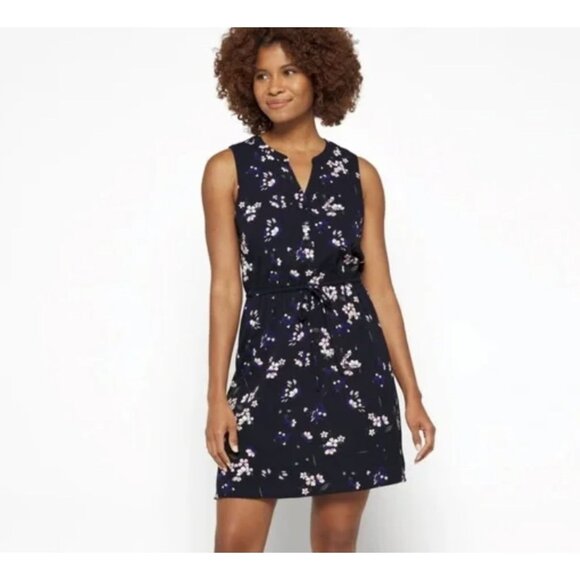 41 Hawthorn Dresses & Skirts - 41 Hawthorn Floral Sleeveless Tie Waist Button Front Dress Claira Navy Pink NWT